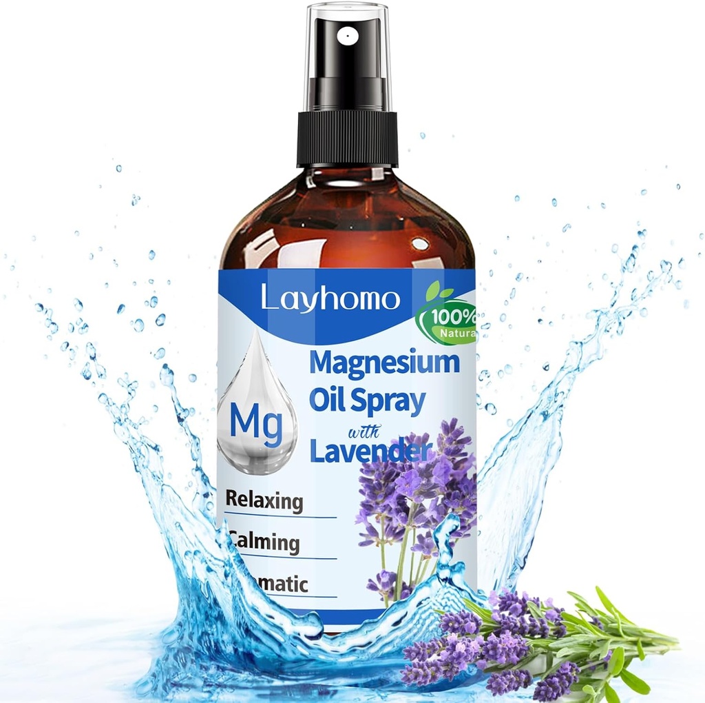 Magnesium Öl Spray für Schlaf,Pure Magnesium für Füße,Soothing Sore Muskeln & Relaxing, Schmerz,Ultra Konzentration mit Lavender-200ML