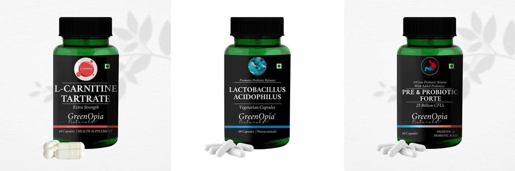 L Carnitine 1 +Lactobacillus + Pre And Probiotics Forte 60 Daily Health Pack |60 CAPSULES