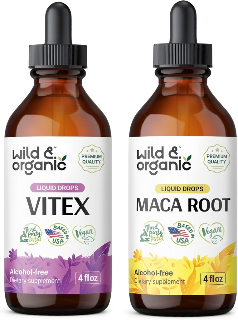 Wild & Organic Vitex Tinkture 4 fl oz & Maca Wurzel Tinktur 4 fl oz