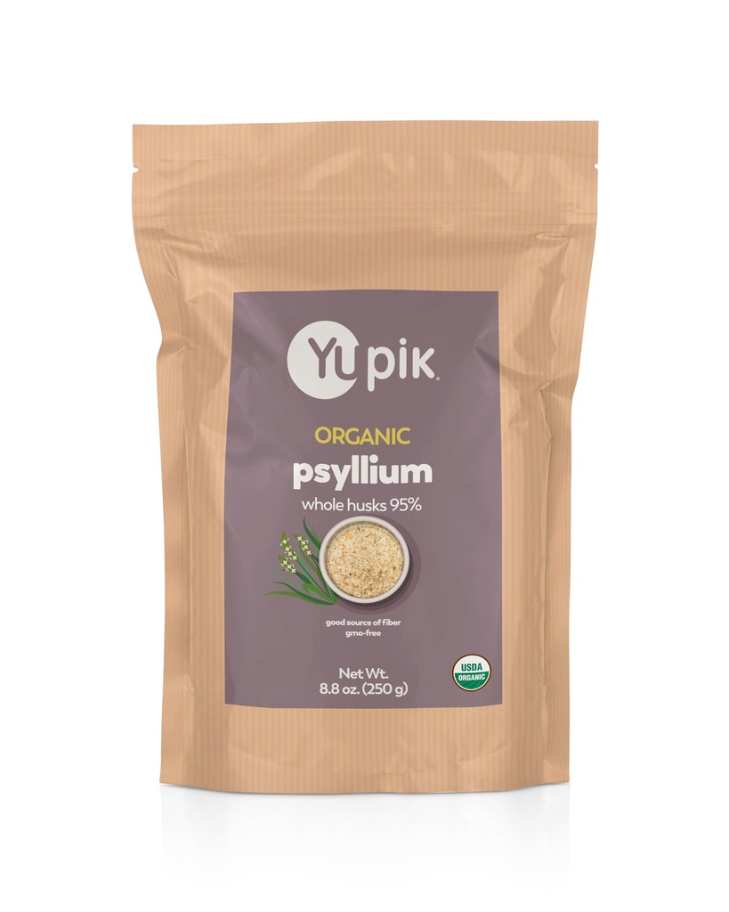 Yupik Organic Whole Husk Psyllium 8.8 Oz, 95% Reinheit, lösliche Faser, USDA Zertifiziert, Non-GMO, Kosher, Glutenfrei, Sugar-Free & FatFree, Unflavored, Plant-Based, Ideal für Oatmeal & Getreide