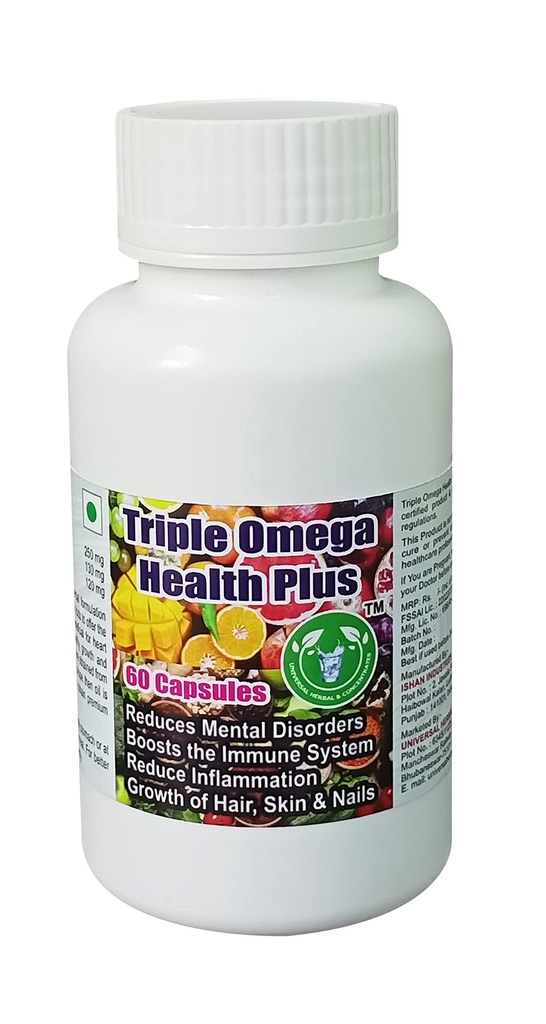 Triple Omega Health Plus Capsules (Get One Bottle 50ml Triple Omega Health Plus Drops Free)