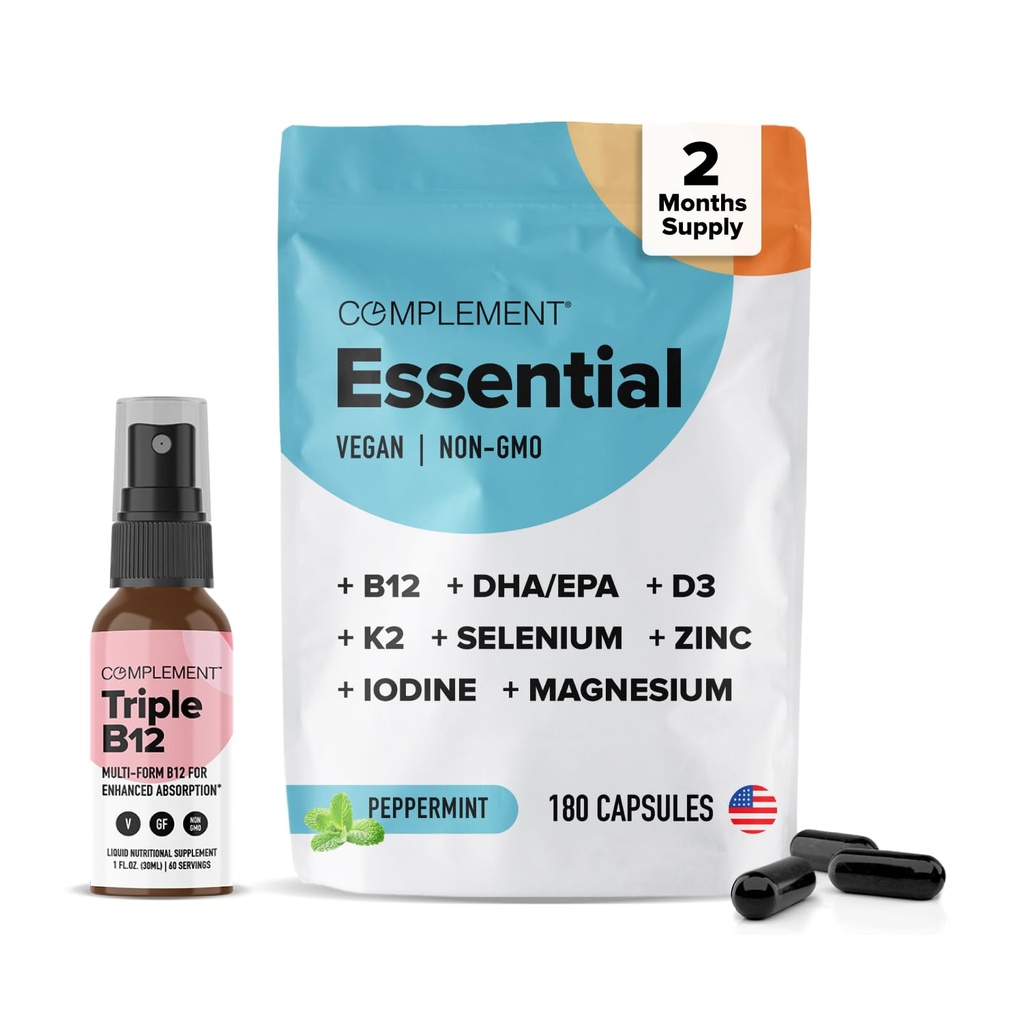 Complément Essential Vegan Multivitamin & Triple B12 Spray Bundle – Soutien nutritionnel complet pour les régimes végétaux