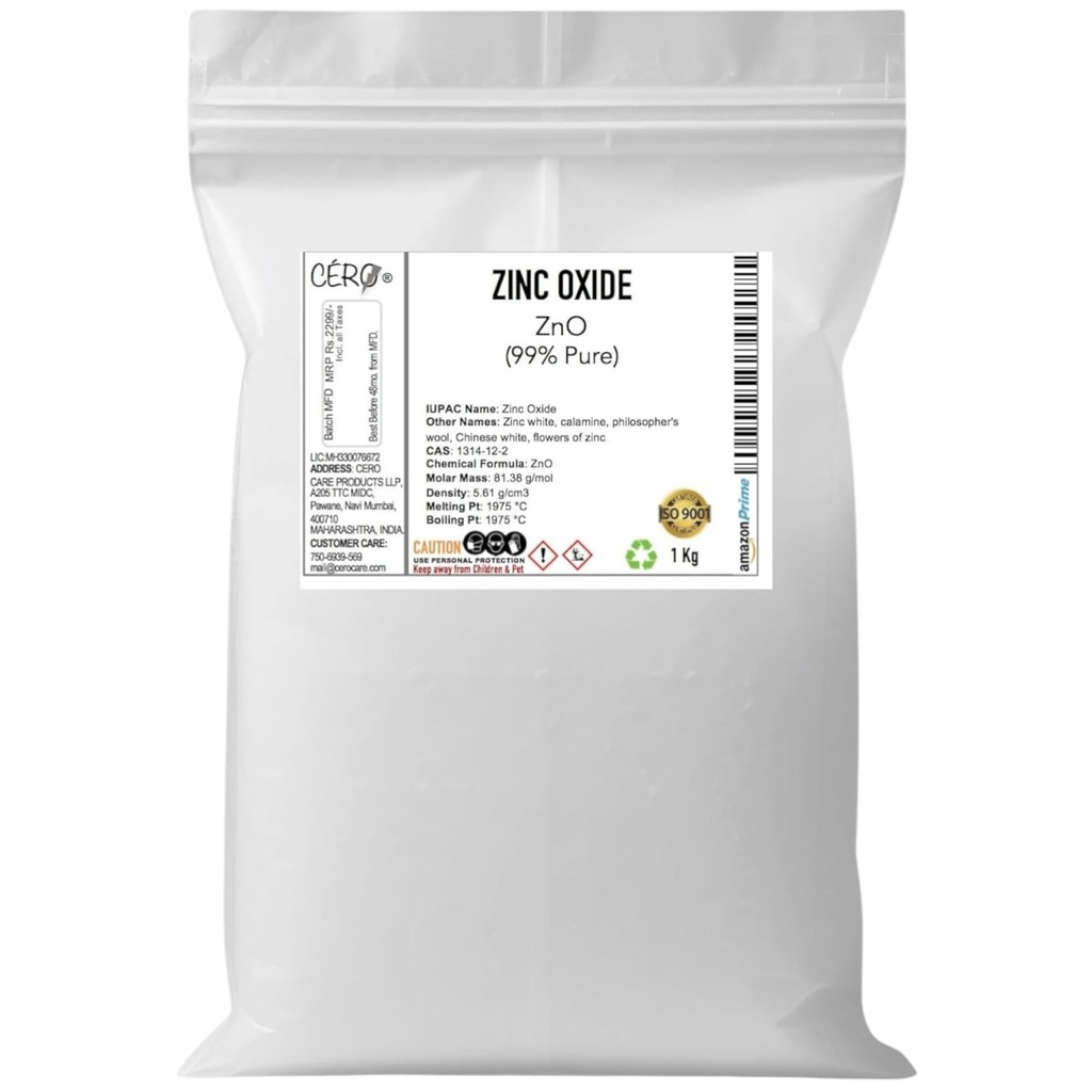 CERO ® ZINC OXIDE 99% Pure [ZnO] CAS: 1314-12-2 (1 Kg)