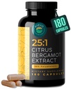 Citrus Bergamot Estratto 1000mg capsule — Naturale 25:1 Citrus Bergamot Supplemento con 50% Polifenoli e Pepe Nero — Formula naturale Vegan e Non OGM — 180 capsule