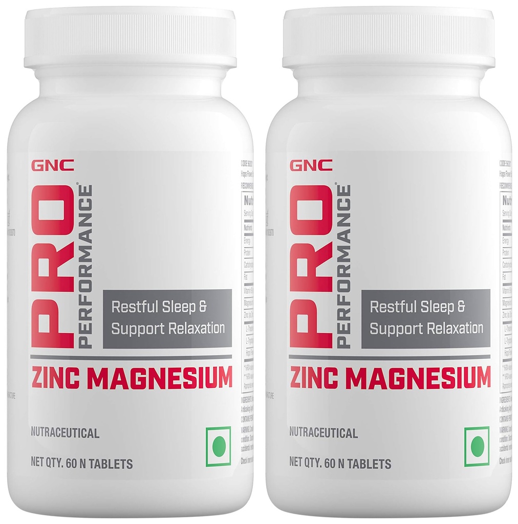 GNC Pro Performance Zinc Magnesium Amino (ZMA) Complex - For Restful Sleep & Relaxation - 60 Tablets (Pack of 2)