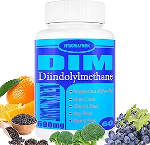 DIM Supplemento 600mg Blocker estrogeno per uomini e donne - ormone, equilibrio estrogeno, menopausa, PCOS, acne e pelle cura 60 capsule