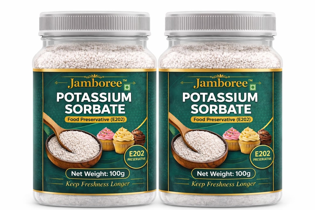 Jamboree Potassium Sorbate (E202) Food Preservative 100g (Pack of 2) | Prevents Mold & Yeast | Extends Shelf Life for Bakery, Juice & Cosmetics