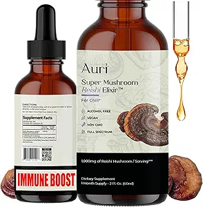 Auri Reishi Super Mushroom Elixir - Immun-Booster und Stress-Unterstützung Ergänzung zu erreichen tiefer Schlaf - Reishi Tincture 60ml