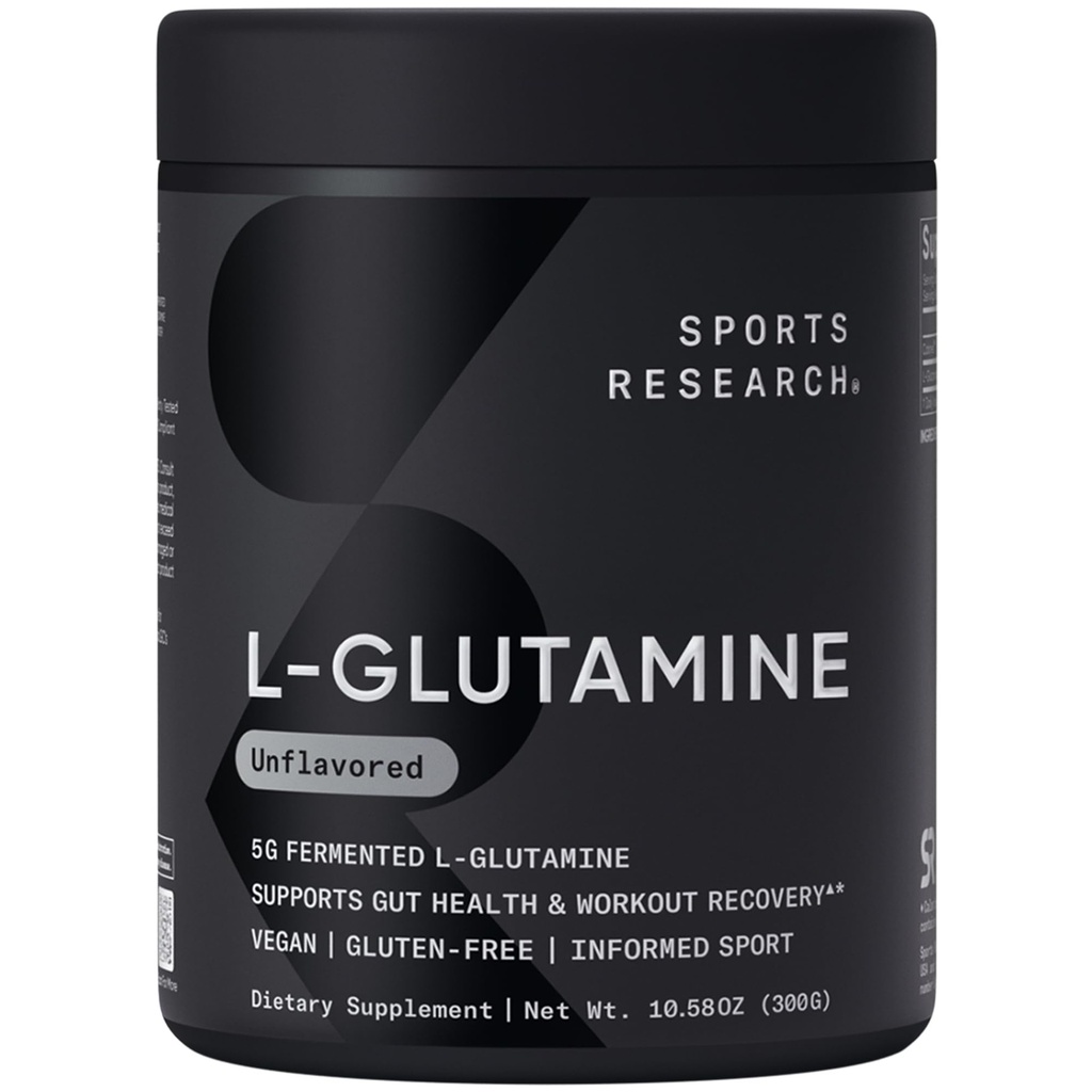 Sport Research® L-Glutamin - Workout Recovery, Immun Health & Gut Health Support - 5 G Per Serving - 10.58 Oz
