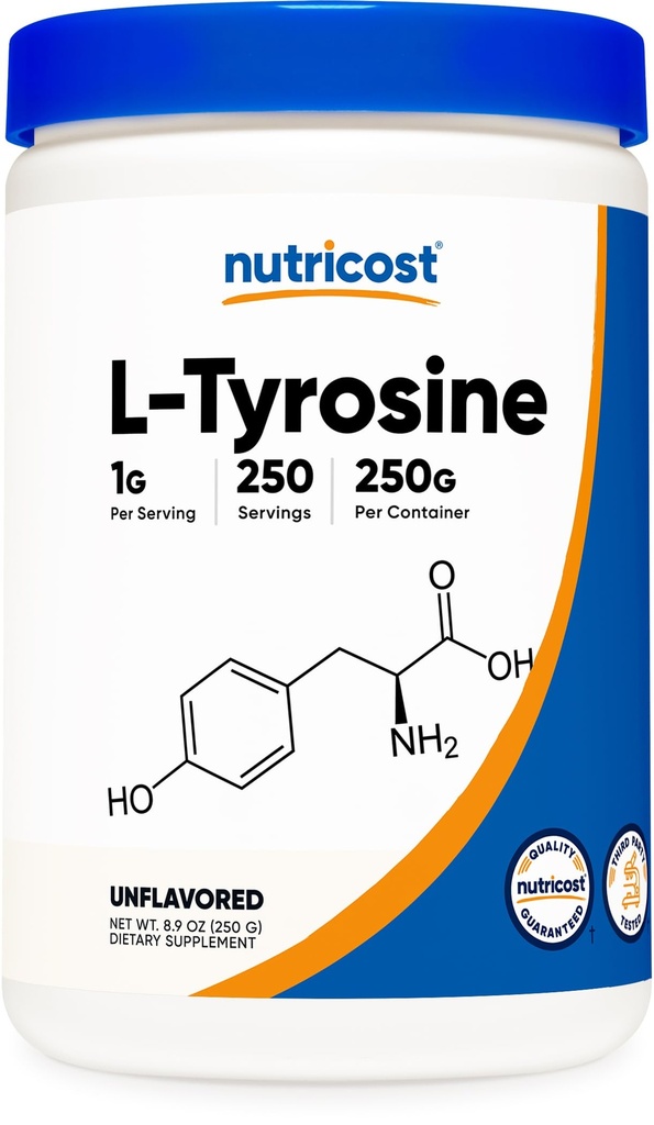 Polvere di L-tirosina di Nutricost 250 Grammi - Polvere di L-tirosina pura 1000mg per il servizio