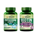 Vlado's Himalayan Organics Potassium Citrate 800mg + Biotin 10000mcg with Zinc, Vitamin C & Herbal Extracts | Electrolyte, Hair, Skin & Nail Wellness Support | Veg Supplement Combo