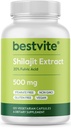 BESTVITE Pure Shilajit Extract 500mg (120 Capsule Vegetariani) - No Stearates - Vegan - Non OGM - Gluten Free - Standardizzato al 20% Acido Fulvico