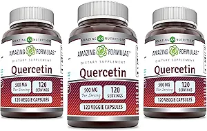 Erstaunliche Formeln Quercetin 500mg Veggie Kapseln Ergänzung | Non-GMO | Gluten Free | Unterstützt Gesundheit und Wohlbefinden (120 Count | 3 Pack)