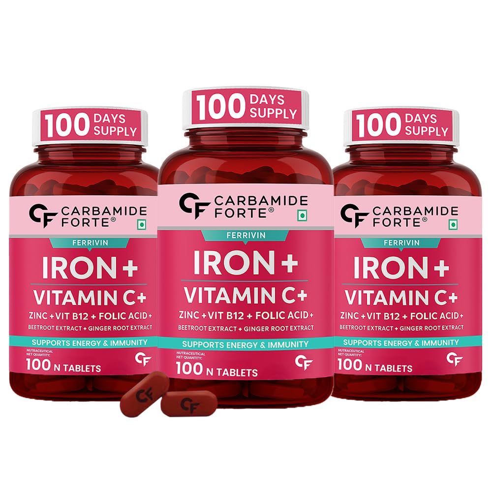 Carbamide Forte Iron Supplement for Women and Men with Folic Acid & Vitamin C| Iron tablets for Women & Men | Pack of 300 Tablets