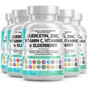 Saubere Nutraceuticals Quercetin Zink Vitamin C Vitamin D Bromelain Elderberry - Lung Immun Support Supplement Erwachsene mit Artemisinin, Sea Moss, Echinacea, Allergy Relief (60 Count (Pack von 5))