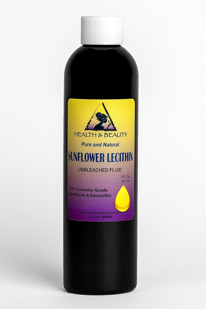 Lecithin Sunflower Unbleached Fluid Liquid Emulgator Emollient Stabilizer Pure 8 oz