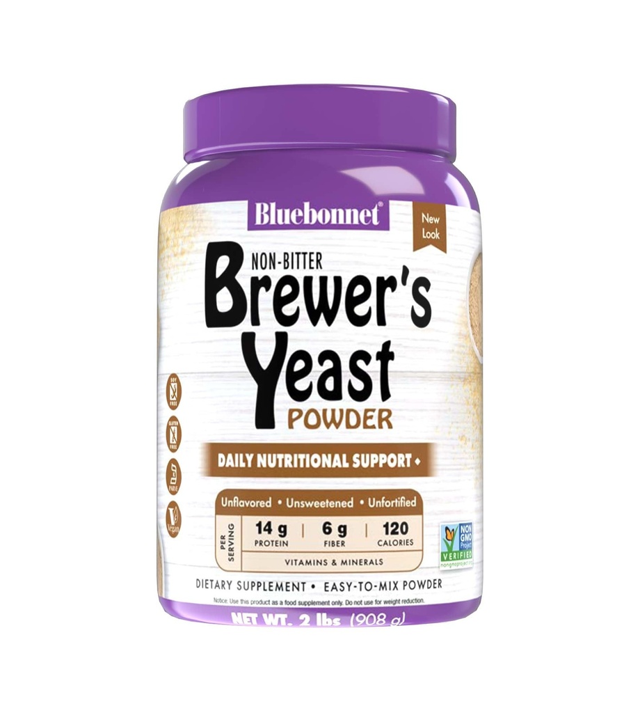 Bluebonnet Nutrition Super Earth Brewers lievito in polvere, Super Food, Cibo intero, Fonte di vitamine, Grande Degustazione, Vegan, Vegetariano, Non OGM, Gluten Free, Soy Free, Milk Free, Kosher, 2 lb