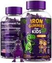Gommies de dinosaure de fer pour les enfants avec vitamine C, sans sucre, végétalien, sans gluten et sans OGM