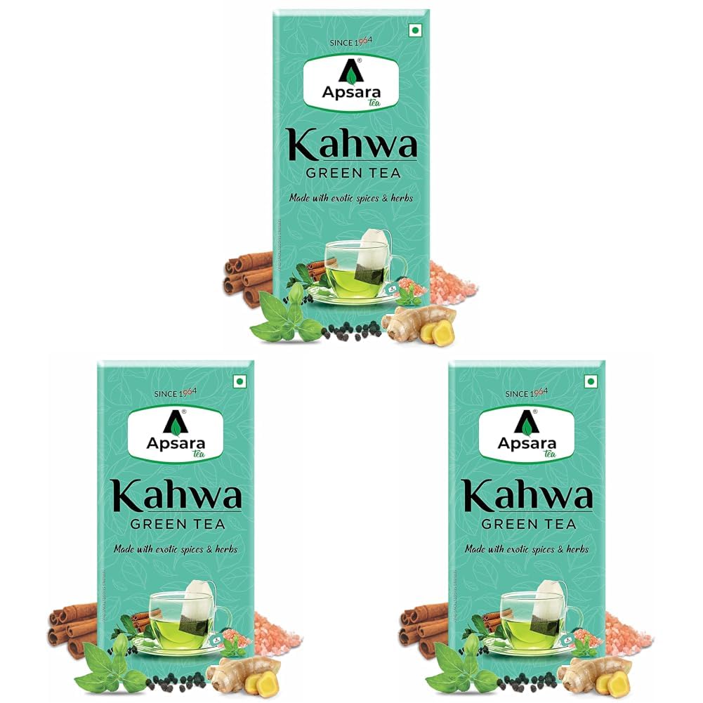 APSARA Detoxifying Kahwa Green Tea Bags - 72 Pcs, Spiced Kashmiri Detoxifying Kahwa Green Tea, Natural Body Cleanse & Immunity Booster With Rock Salt, Tulsi, Cardamom, Cinnamon Tea, 180 Grams
