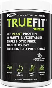 RSP TrueFit Vegan Protein Powder Meal Sostituzione Shake, Proteina a base vegetale + Frutta organica & Veggies, Fiber & Probiotics, Gluten Free, Dairy Free