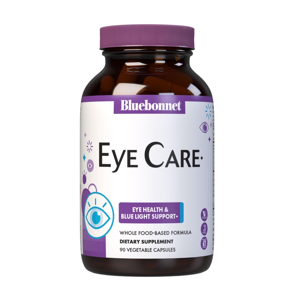 Bluebonnet Nutrition Cibled Choice Eye Care, soutient la santé des yeux et la protection maculaire, sans gluten et sans lait, sans certificat kasher, végétalien, 45 portions, gris clair, maculaire et bleu, 90 comte