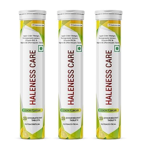 Apple Cider Vinegar Effervescent Tablets | Lemon Flavour | Weight Management | Fat Burner | Weight Loss | ACV (Pack of 3 (60 Tablets), Lemon Flavour)