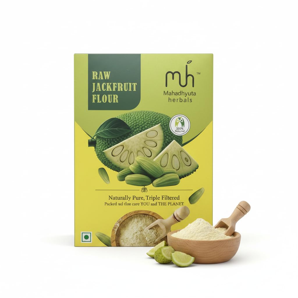 Mahadhyuta Herbals Raw Jackfruit Powder | Low Glycemic Index Flour Alternative | High Fiber Natural Supplement for Weight Management & Sugar Control | 100% Pure, No Additives, Gluten Free, Vegan-250g