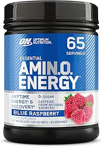 Optimum Nutrition Amino Energy - Pre allenamento con tè verde, BCAA, aminoacidi, Keto Friendly, Estratto di caffè verde, Polvere di energia - Berry selvatica, 30 Serve (Packaging May Vary)