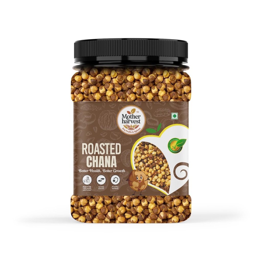 Mother Harvest Roasted Chana | Crunchy Roasted Bengal Gram | High Protein Healthy Snack | Roasted Chickpeas for Weight Management & Fitness | Fiber Rich Gluten Free Evening Snack | Ready to Eat Chana (250gram)