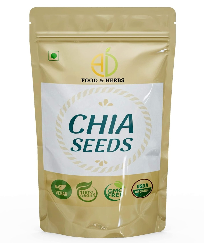 A D Food & Herbs Chia Seeds Raw Healthy Snack for weight loss super food (20 Gms)