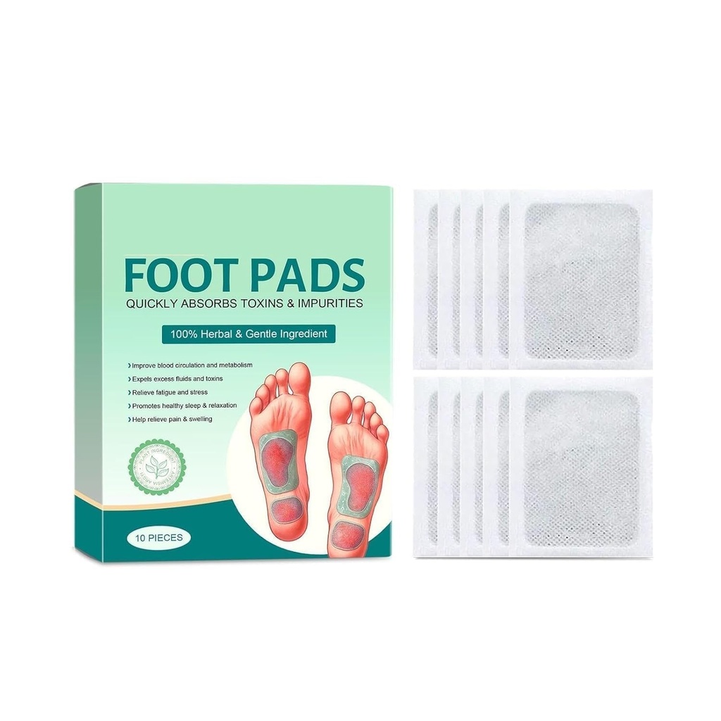 Foot patch, Herbal And Gentle Ingredient Detox Foot Pads, Natural Ingredients for Sleep Aid, Pain Relief, Toxin Removal with Bamboo Vinegar and Acupoint Micro-Massage Technology, 10 pieces