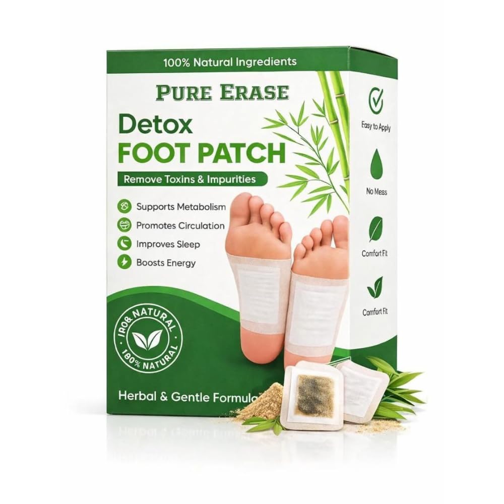 Herbal Detox Foot Pads, Natural Ingredients Foot Patch for Weight Loss, Stress Pain Relief, Detoxification and Remove Toxin, Sleep Patches with Ginger, Bamboo Vinegar Pad for Men & Women (Pack of 1)