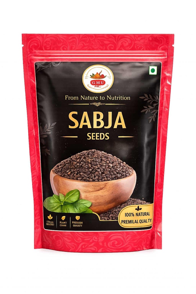 GMU Foods Sabja Seeds, Natural Basil Seeds, Rich in Dietary Fibre and Omega-3, Supports Weight Management, 250g