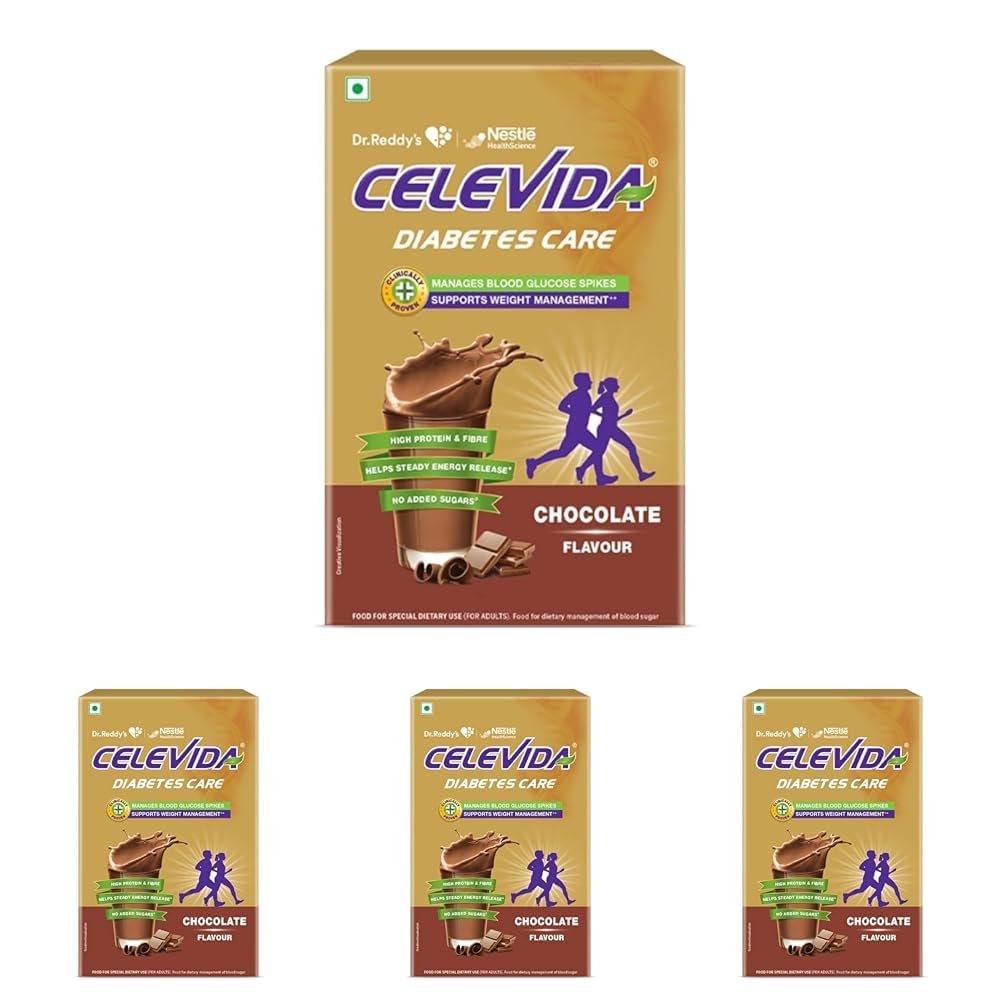 Celevida Protein Powder Drink for Diabetes Management by Dr. Reddy’s | Chocolate Flavour | No Added sugar | Plant based | For Sugar control, Weight Management & Immunity Support | 400gm BIB