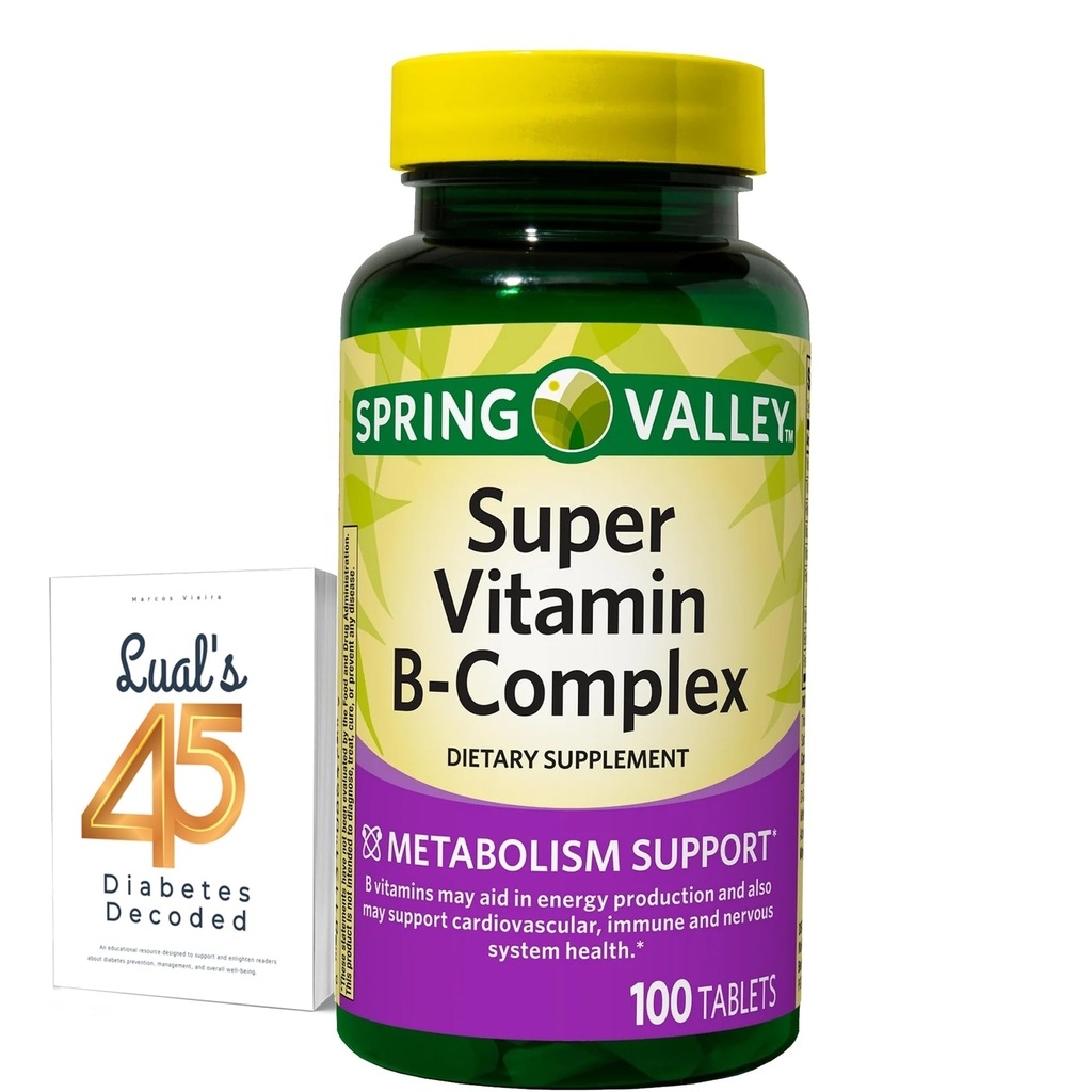 Spring Valley Super Vitamin B Complex Calciumcarbonat, Ascorbic Säure 100 Tabletten Bundle mit Luals 45 Diabetes Decodiert