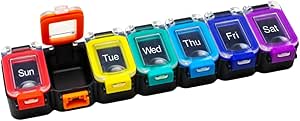 EZY DOSE Weekly (7-Day) Tägliche Pille Planer, Medizin-Gehäuse, Vitamin Organizer-Container, Wasserdichte Schließung Komponenten zur sicheren Verschreibung Medikamente und Verhinderung zufällige Verwürfe, Regenbogen