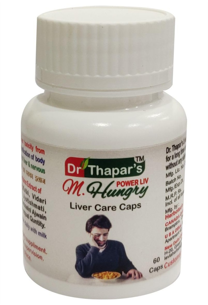 Dr. Thapar’s Power Liv M. Hungry Ayurvedic Liver Wellness & Appetite Support Capsules | Herbal Digestive & Metabolic Support | Natural Vitality & Daily Wellness Supplement for Men & Women | 60 Capsules