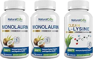 Bundle: Monolaurin 600mg 2 Pack + Clean L-Lysine