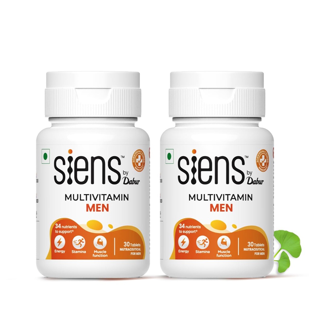 Siens By Dabur Multivitamin for Men-30 tablets | Enriched with 34 nutrients to Support Overall Health, Energy, Stamina & Muscle Function (Pack of 2)