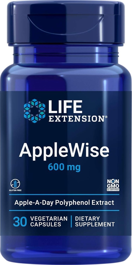 Life Extension AppleWise 600mg Antioxidant-Rich Organic Apple Polyphenole Herz- und Colon-Gesundheit - Non-GMO, Glutenfrei - 30 vegetarische Kapseln