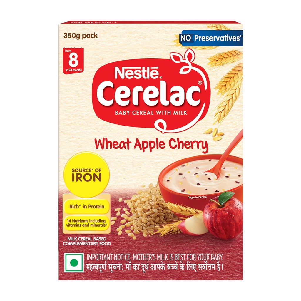 CERELAC Baby Food Cereal | No Preservatives | Wheat Rice Mixed Fruit for 10 to 24 Months Baby | Source of Iron & Protein for Babies | Instant Cereal | 300g - (Pack of 2)