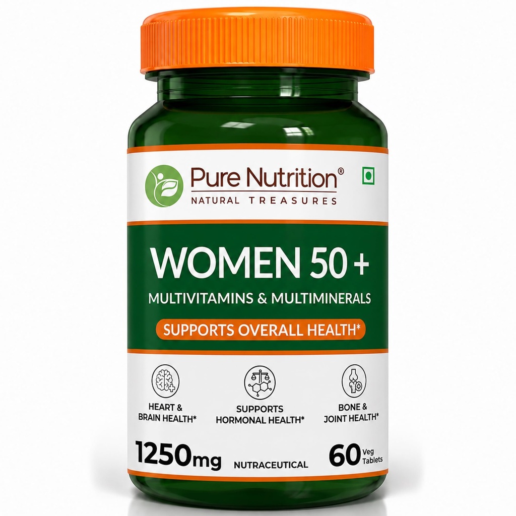 Pure Nutrition Multivitamin for Women 50+ | Multivitamin Tablets with Zinc, Iron & Magnesium | 50 Plus Senior Adult Formula | Supports Heart, Brain, Bone & Joint Health | 60 Veg Tablets