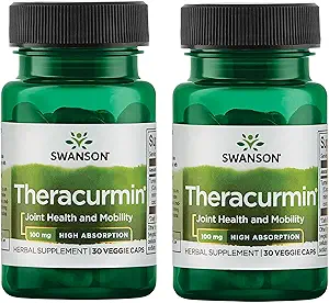 Swanson Theracurmin - Integratore di erbe Sostenere la salute e la mobilità congiunta - Formulato per l'assorbimento elevato - (30 capsule, 100 mg ogni) (2 confezione)