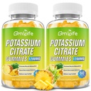 Citrate de potassium Gummies, supplément de potassium élevé Gummies 1200mg Soutien Crampes de jambe et santé musculaire, pour adultes et enfants, végétalien, ananas Flavor 120 Comte