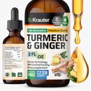 BIO KRAUTER Turmeric and Ginger Supplement Tincture - Turmeric Curcumin Immun Support Drops - Ginger Extract mit schwarzem Pfeffer - Vegan Formel - 2 Fl.Oz.