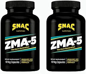SNAC ZMA-5 Supplément d'aide au sommeil, promouvoir la récupération et la croissance musculaires, le soutien immunitaire, et le sommeil restauratif avec le zinc, le magnésium et 5-HTP, après l'entraînement, avant le lit Suppléments ZMA 180 Compte (2 Pack)