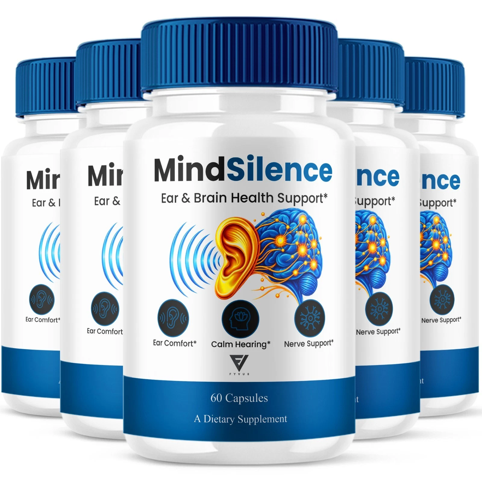 (5 Pack) Mind Silence Brain Support, MindSilence Supplement (300 Capsules)