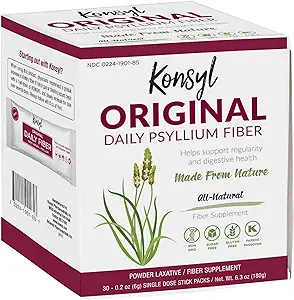 Konsyl Original Formula Daily Fiber, 100% Tutti Natural Psyllium Husk Powder - Stickpacks 30ct