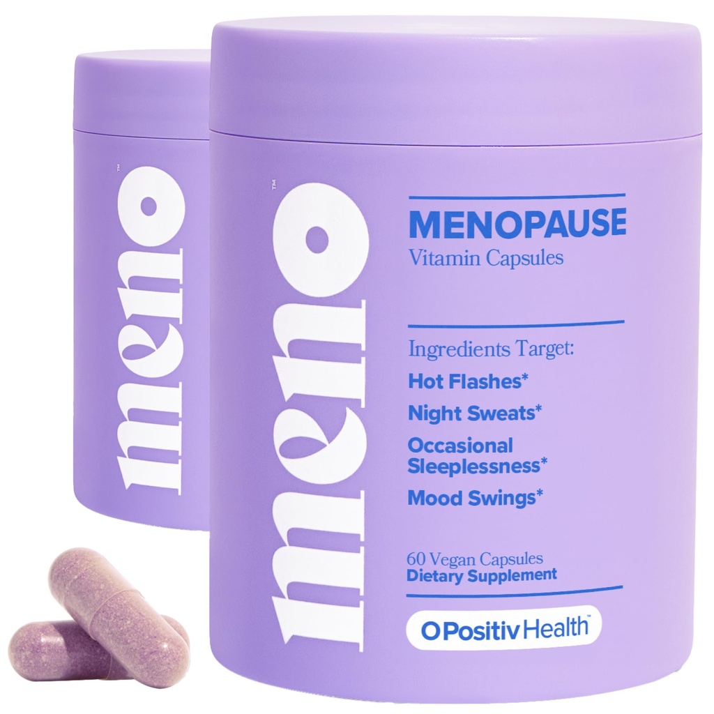 O Positiv MENO Vitamine per Menopausa - Supplemento di menopausa senza ormoni per le donne - Nero Cohosh & Ashwagandha KSM-66 - Aiuta a Alleviare Flash Caldi, Nuoti Notturni, Scambi di umore - 30 Servings (Pack of 2)