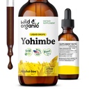 Wild & Organic Yohimbe Integratori per Uomini e Donne - 5 mg Yohimbine Liquid Extract Drops - Pausinystalia Yohimbe Bark Tincture - Vegan, Alcol-Free - 2 fl oz